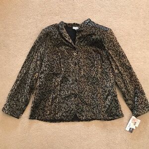 Dressbarn Elegant Blouse NEW Women Plus Size 2X Gold Lame Black Velvet Easy Care